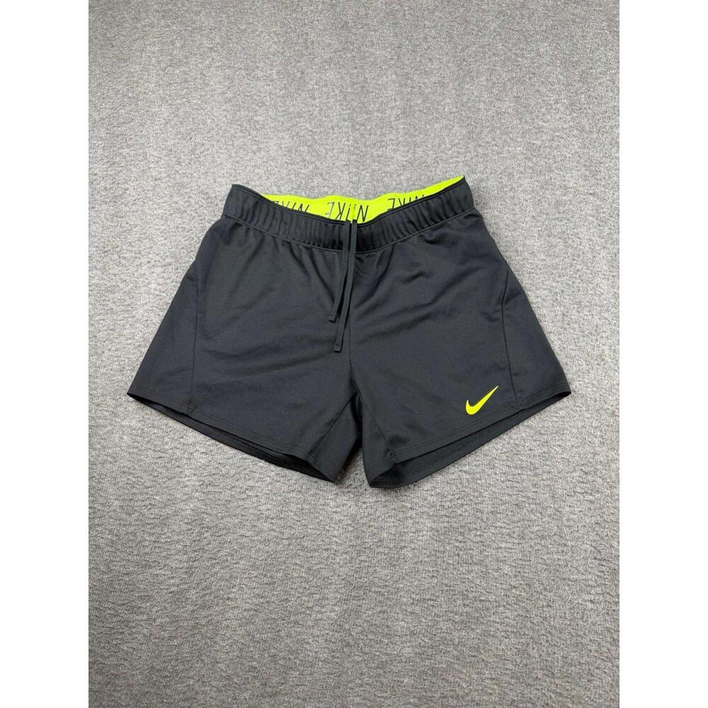 Nike Women's Dri-Fit Athletic Shorts Black with Neon Waistband Size Small